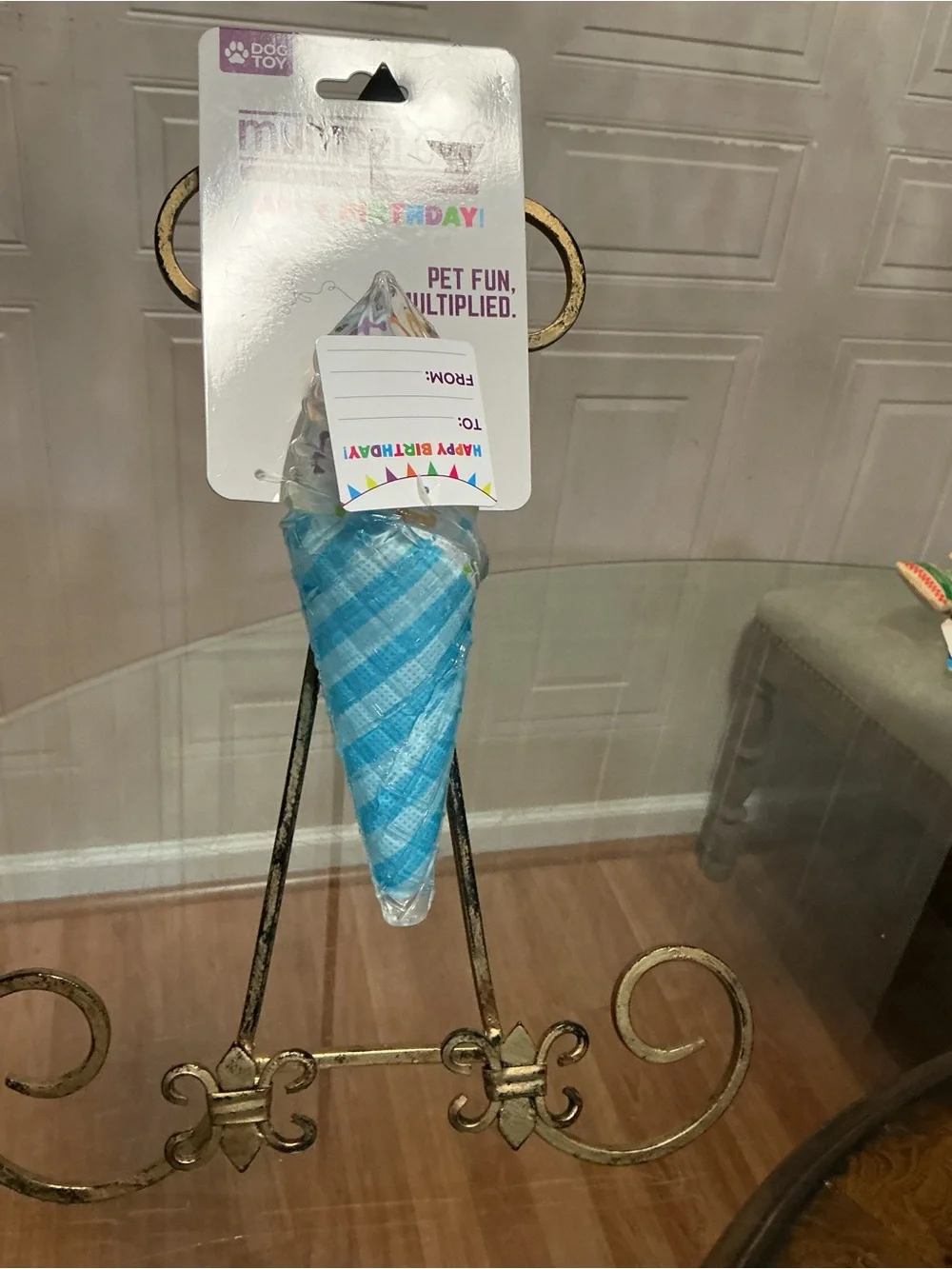 Brand New Multipet Mini Latex Ice cream Cone 8” Dog Toy, With Squeaker